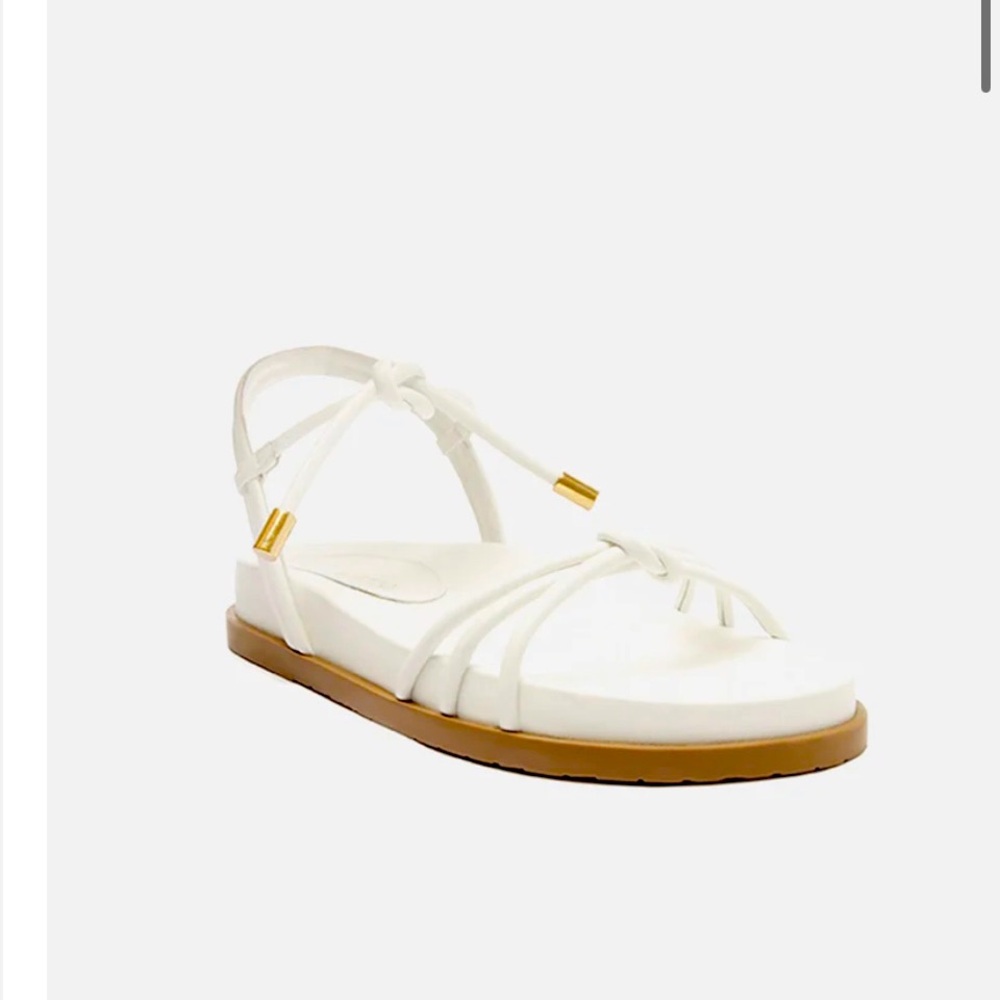 NWT AREZZO White Leather Flat Sandal